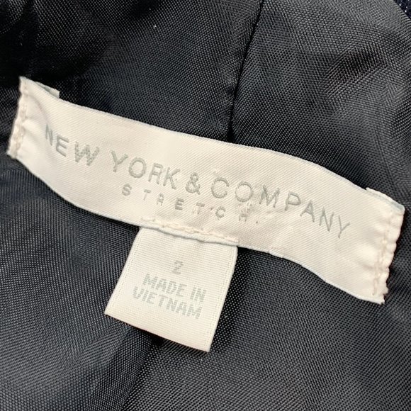 New York Company Stretch Denim Jacket Dark Blue One Button 64% Cotton Size 2 - Picture 3 of 14